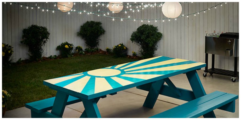 Outdoor Picnic Table Painted by Vanessa Deleon